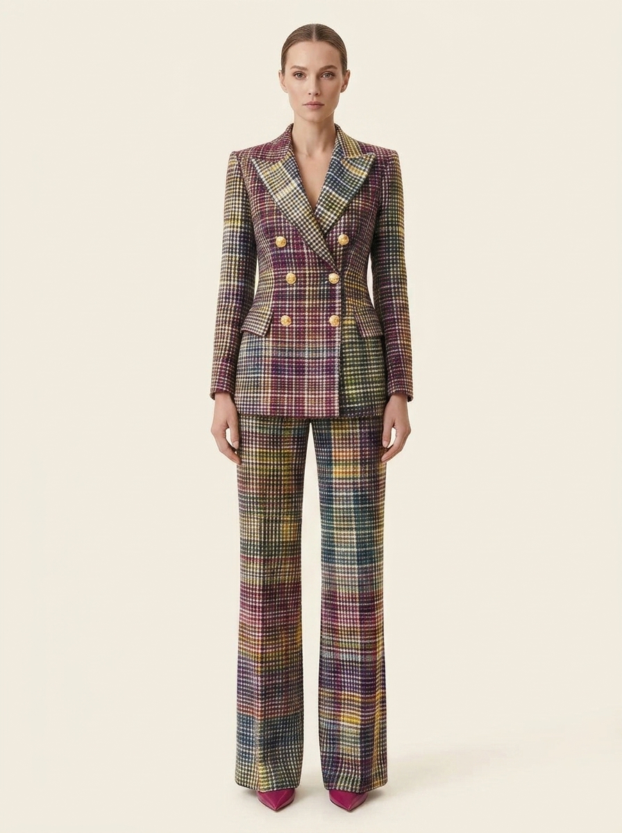 Hilary™ Luxe Suit | Plaid Pantsuit