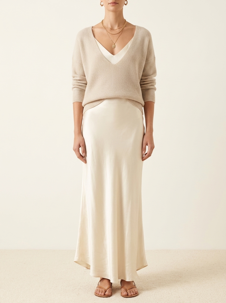 Beatrice | Satin Layered Dress & Cardigan Set | Satin Slip Dress