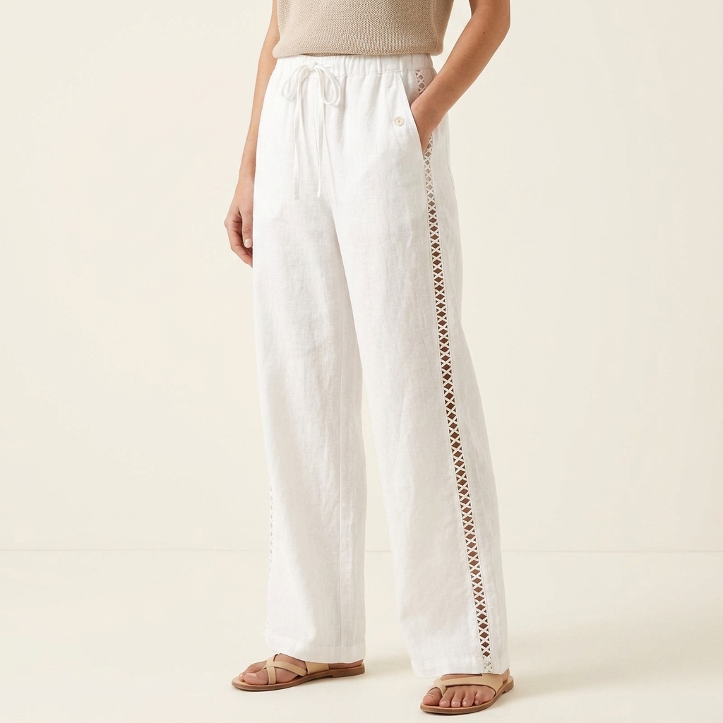 Abby | Women's Pants High Waist Tapered Leg Side Stripe | High Waist Pants