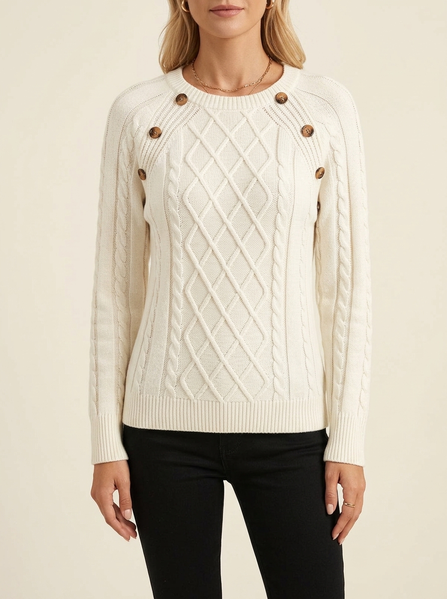 Betsy™ | Button-Detail Cable Jumper | Cable Knit Jumper