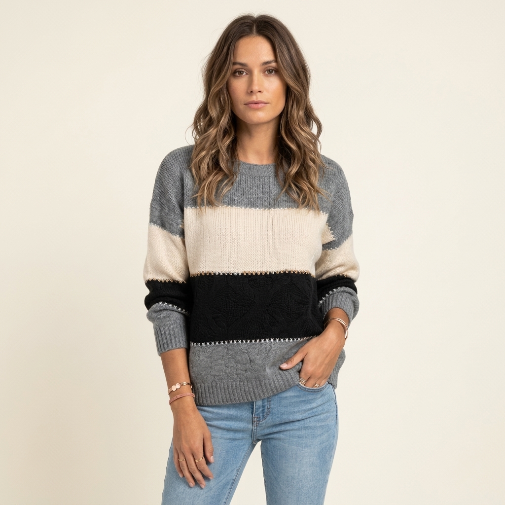 Elise Moretti | Colour Block Knit Sweater For Women | Knit Sweater