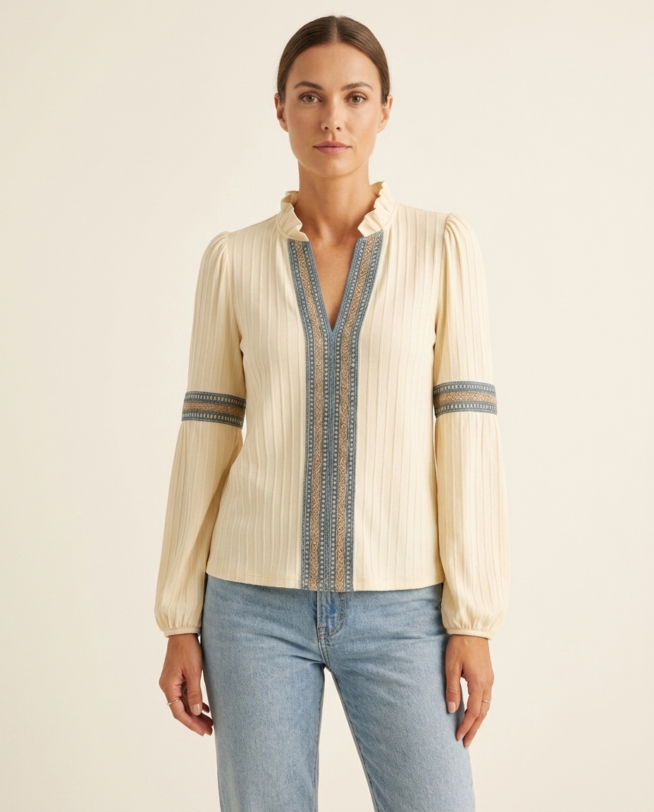 Monica | Vintage V-Neck Blouse | Vintage Blouse