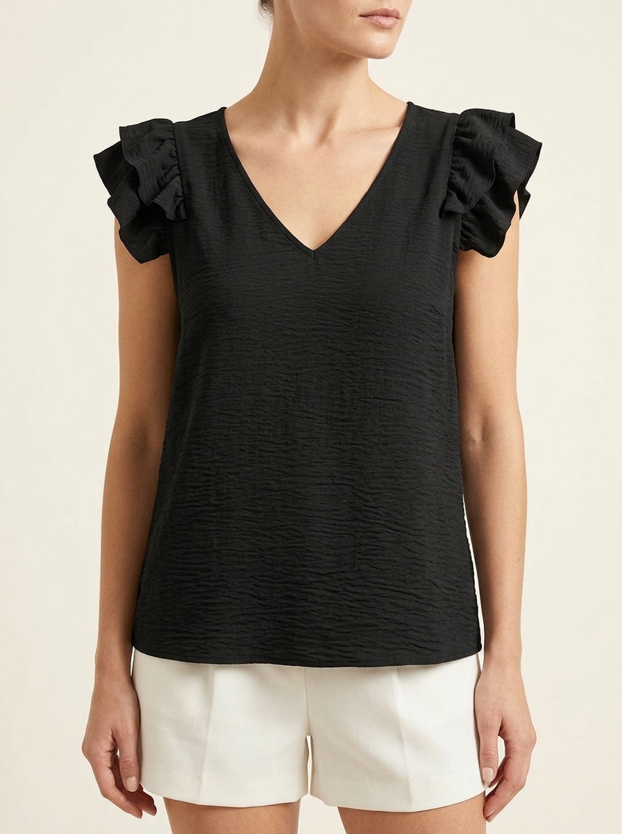 Lynnette | Playful Ruffle Sleeve Summer Top | Ruffle Sleeve Top
