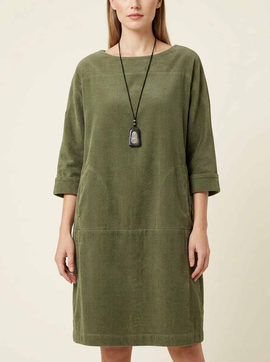 BRIDIE™ - Relaxed Fit Corduroy Midi | Corduroy Midi Dress