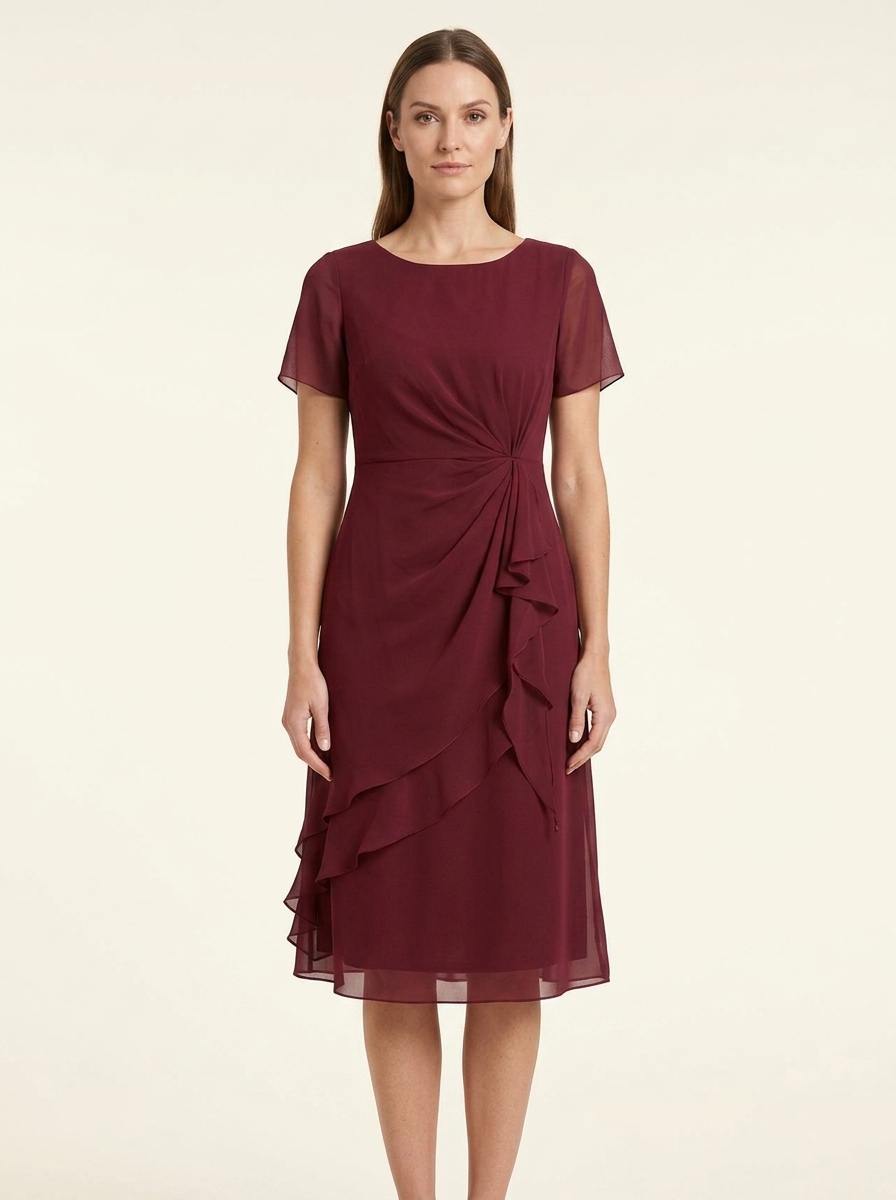 Sara - Elegant Chiffon Draped Dress | Midi Dress