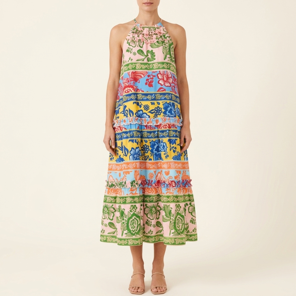 FELICITY™ – Chic Boho Halter Tiered Maxi Dress | Maxi Dress