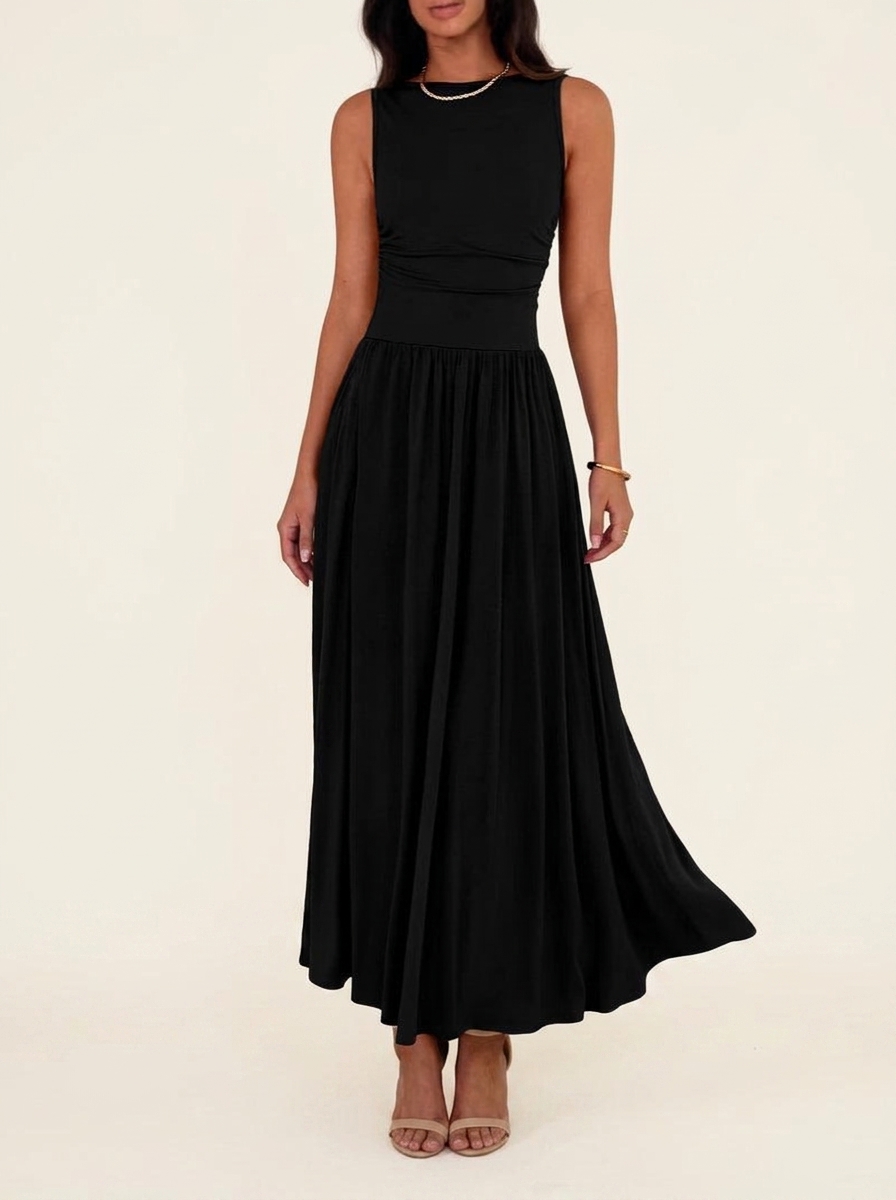 EMMIE™- Chic Sleeveless Ruched High-Waisted Maxi Dress | Maxi Dress